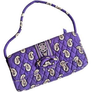 Vintage Vera Bradley Quilted Shoulder Bag Purple Paisley Floral Print